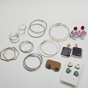 Silver-tone, Gold-tone, Hoops And Teacher earring Bundle.